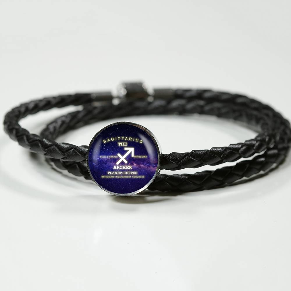 Sagittarius Zodiac Round Leather Bracelet