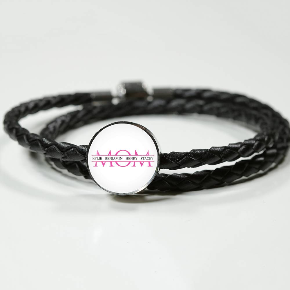 Mom Leather Bracelet Round - Light
