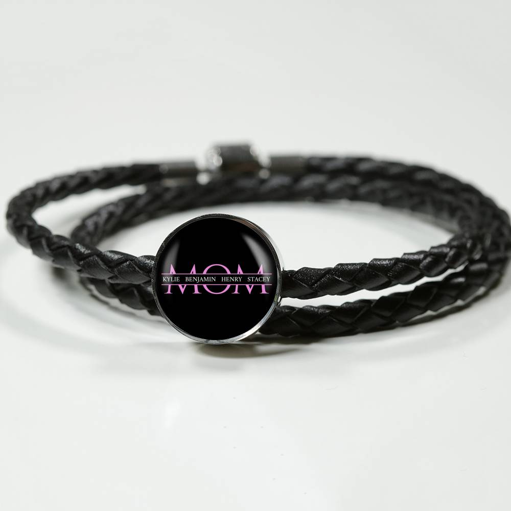 Mom Leather Bracelet Round - Dark