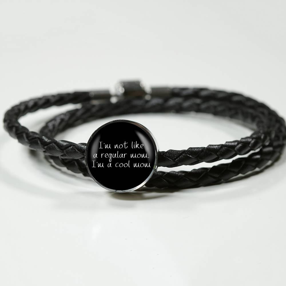 Not Like A Regular Mom - Round Leather Bracelet - Black