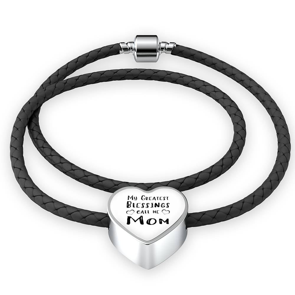 My Greatest Blessings - Heart Leather Bracelet - White