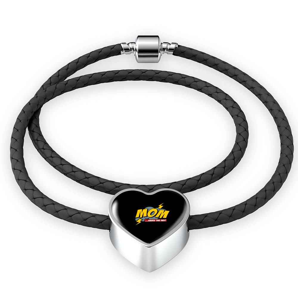 Mom Saves The Day Leather Bracelet Heart - Light