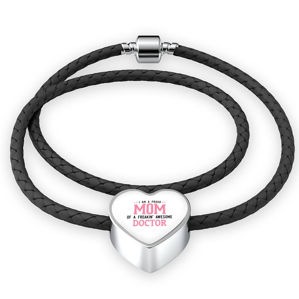 Proud Mom Leather Bracelet Heart - Light