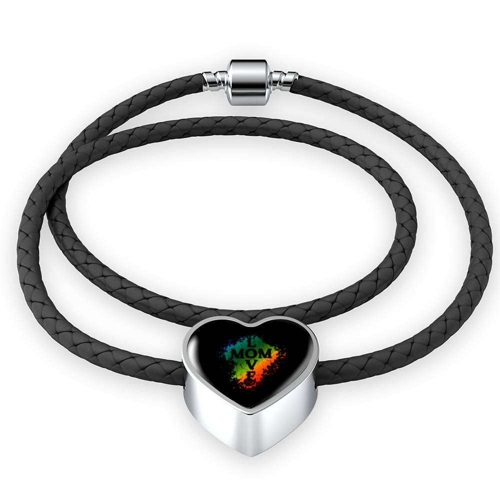 Mom Love Leather Bracelet Heart - Light