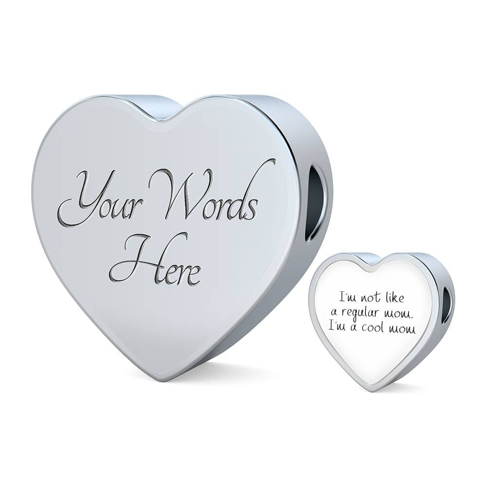 Not Like A Regular Mom - Heart Leather Bracelet - White