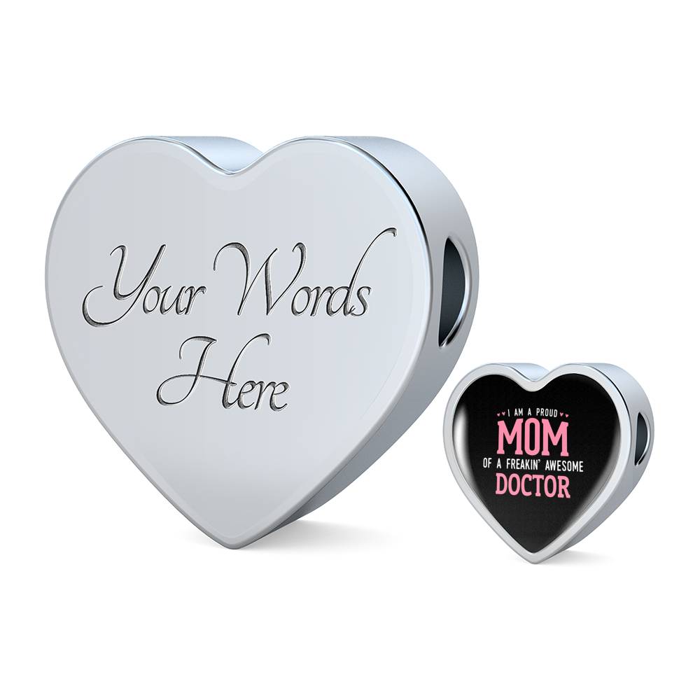 Proud Mom Leather Bracelet Heart - Dark