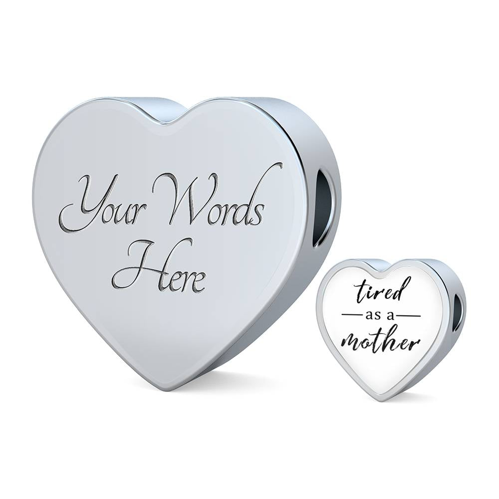 Tired As A Mother - Heart Leather Bracelet - White