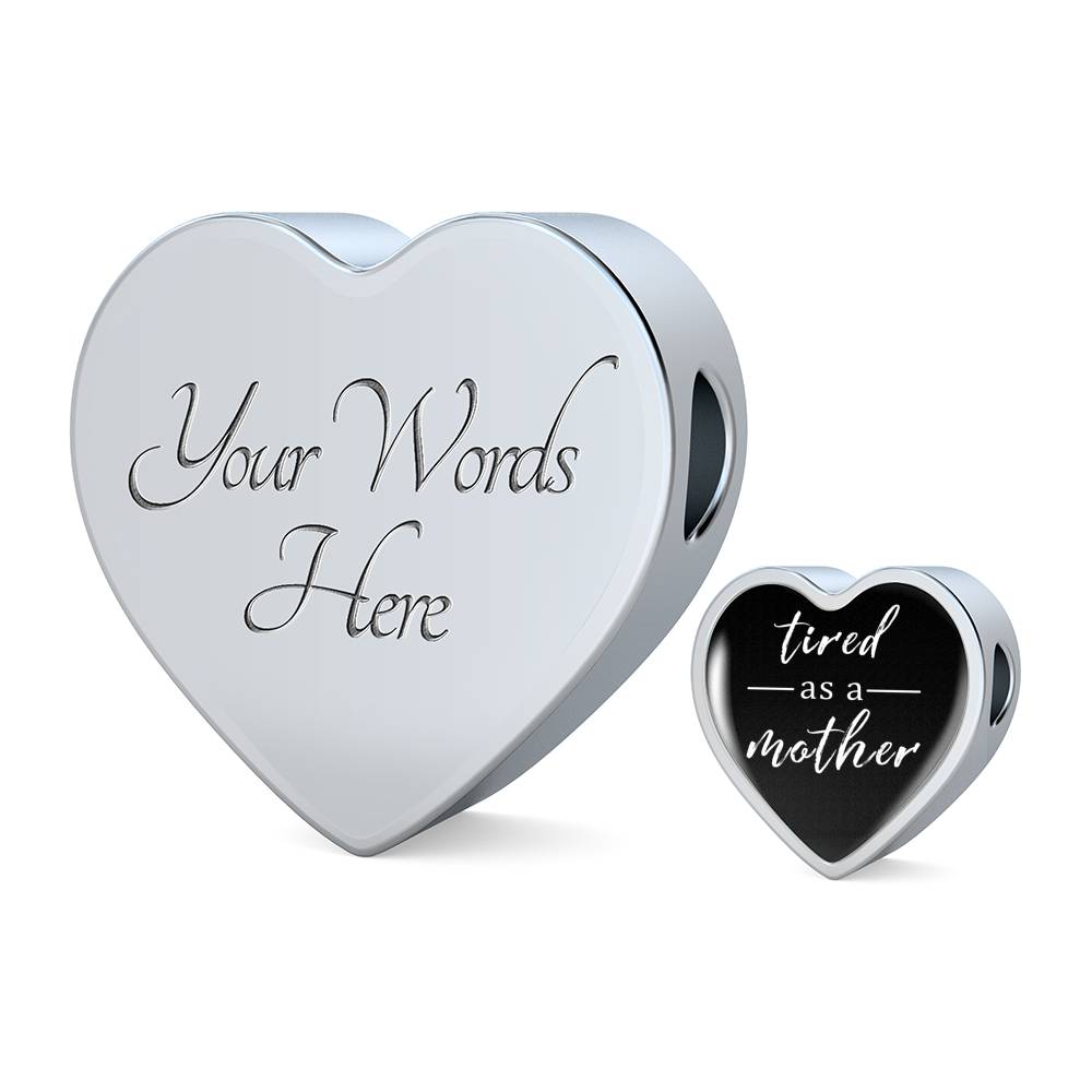 Tired As A Mother - Heart Leather Bracelet - Black