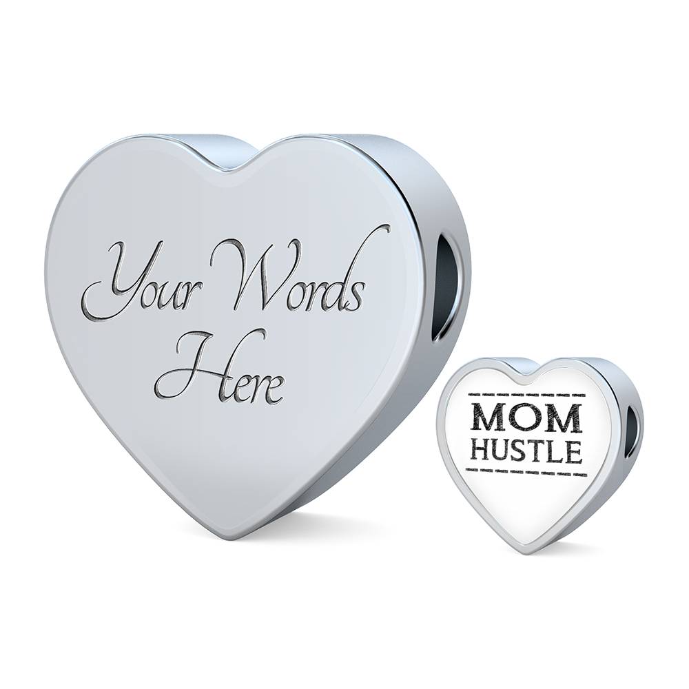 Mom Hustle - Heart Leather Bracelet - White