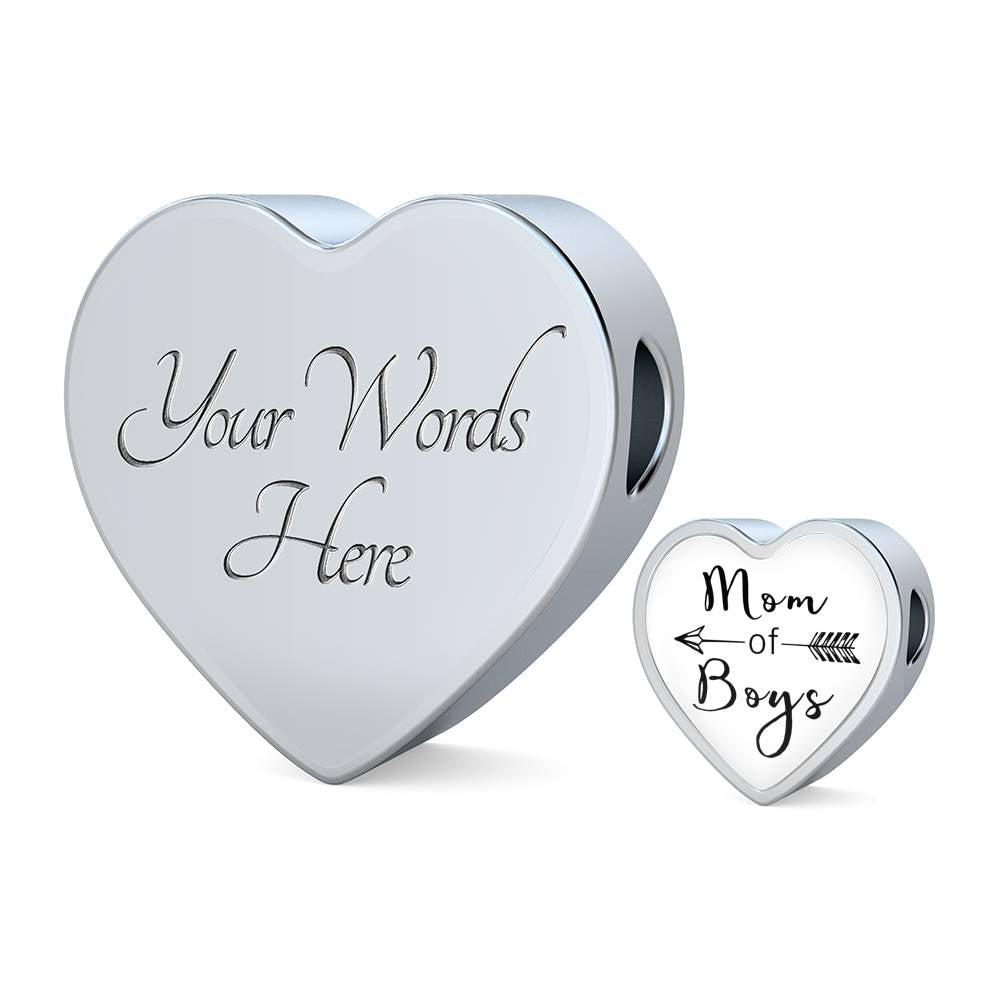 Mom Of Boys - Heart Leather Bracelet - White