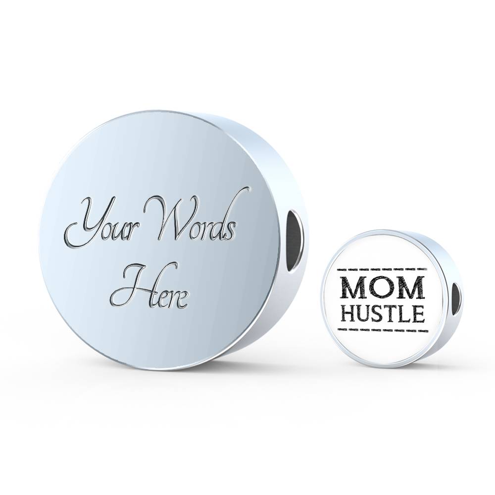 Mom Hustle - Round Leather Bracelet - White