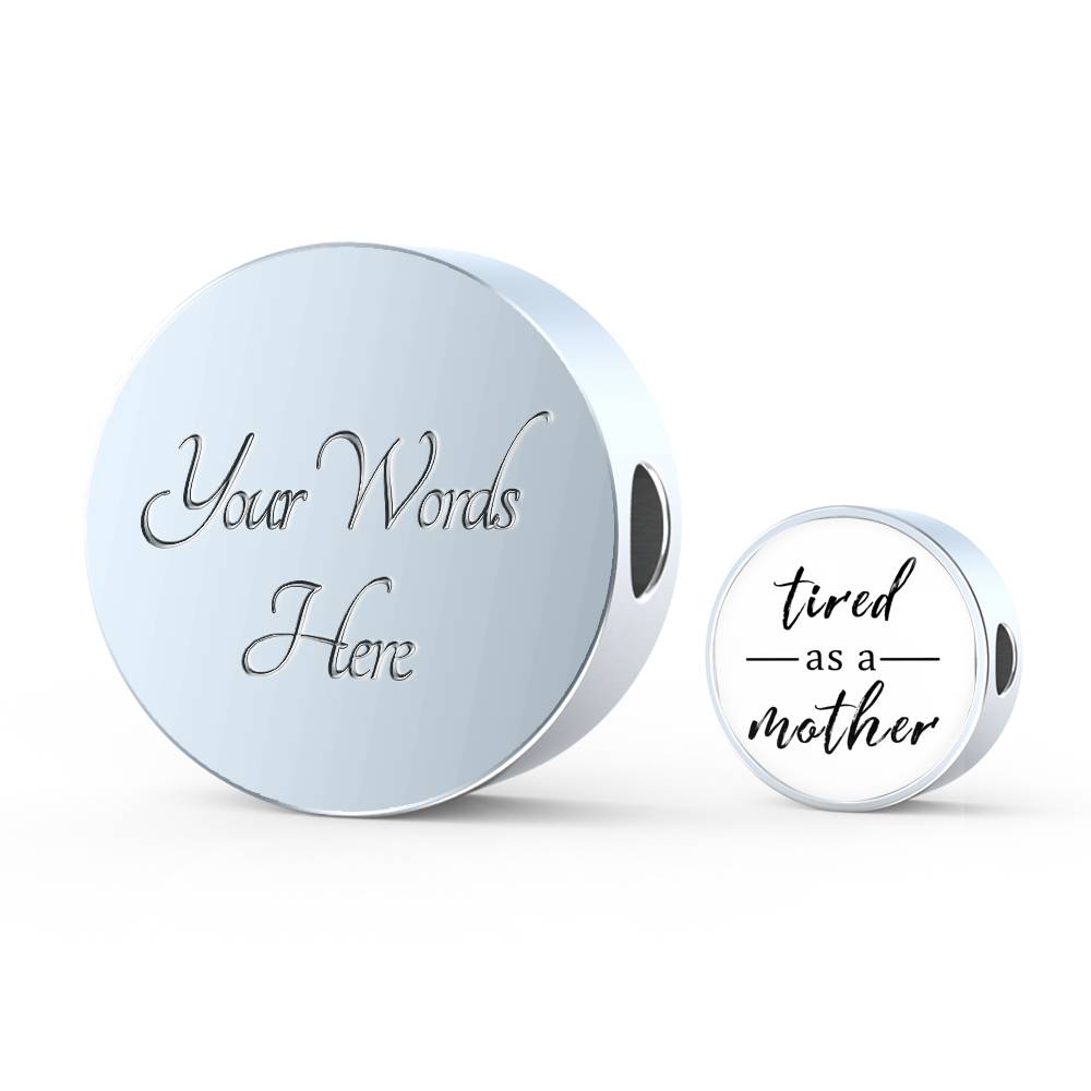 Tired As A Mother - Round Leather Bracelet - White