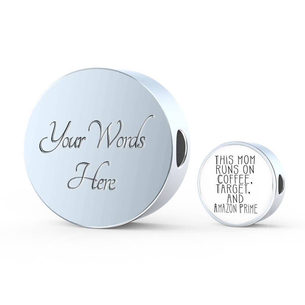 This Mom Runs - Round Leather Bracelet - White