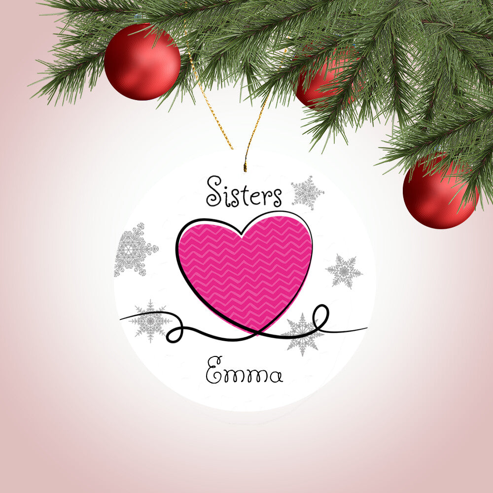 Sisters Pink - Ceramic Round Ornament