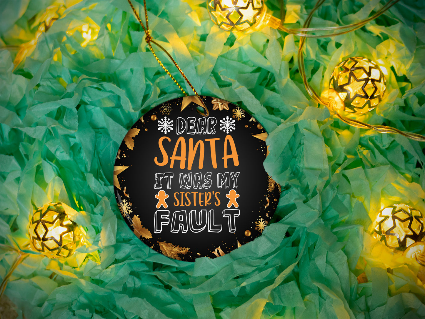 It Was My Sisters Fault - Ceramic Round Ornament