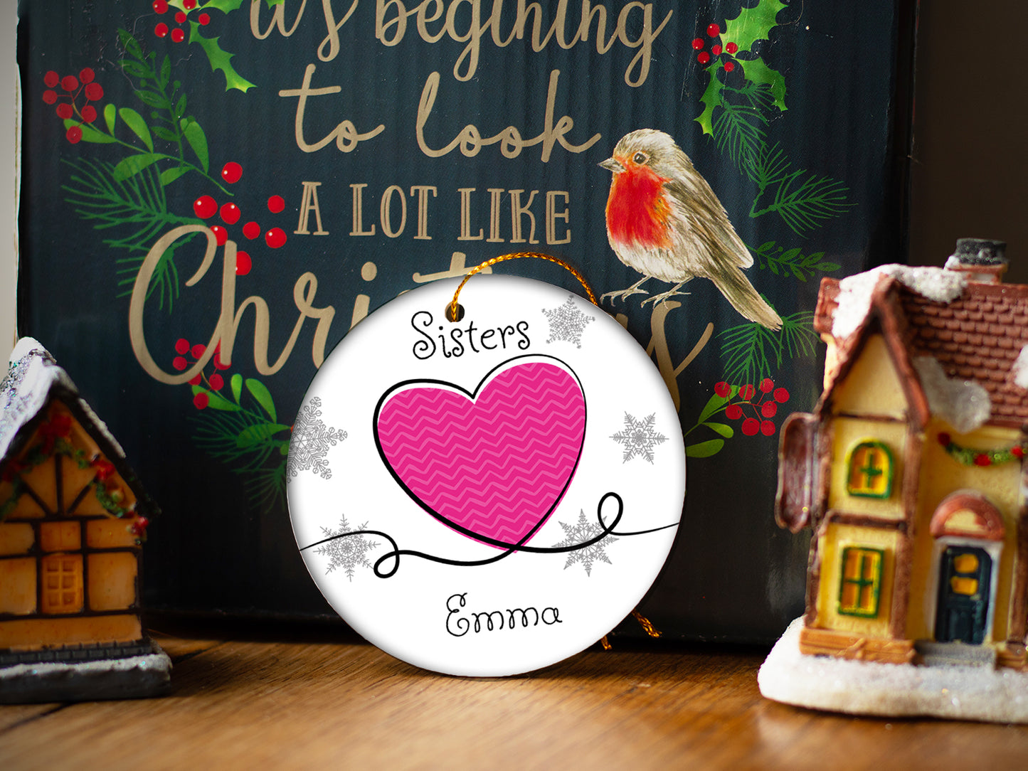 Sisters Pink - Ceramic Round Ornament