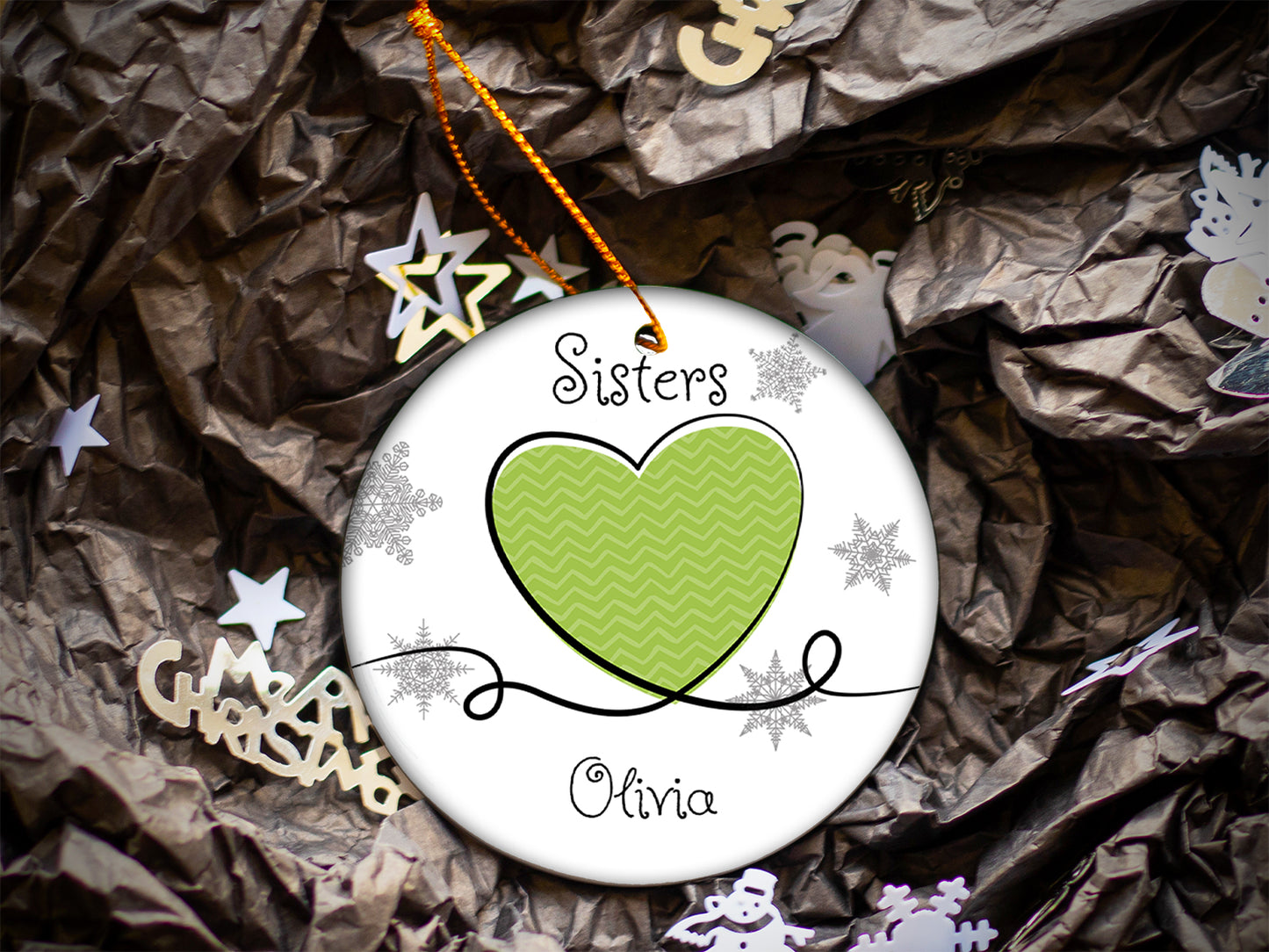 Sisters Green - Ceramic Round Ornament