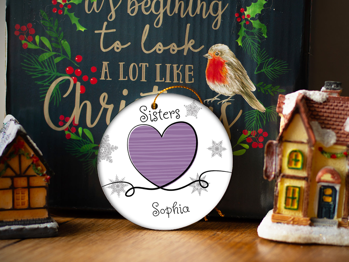 Sisters Purple - Ceramic Round Ornament