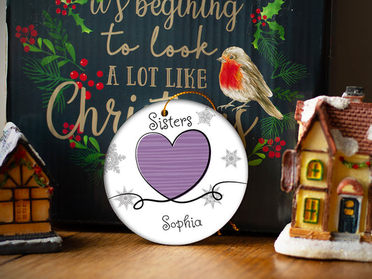 Sisters Purple - Ceramic Round Ornament