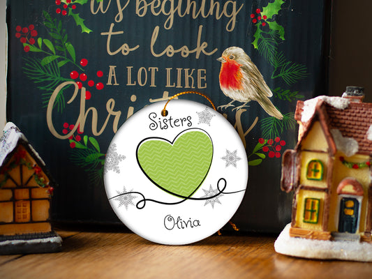 Sisters Green - Ceramic Round Ornament
