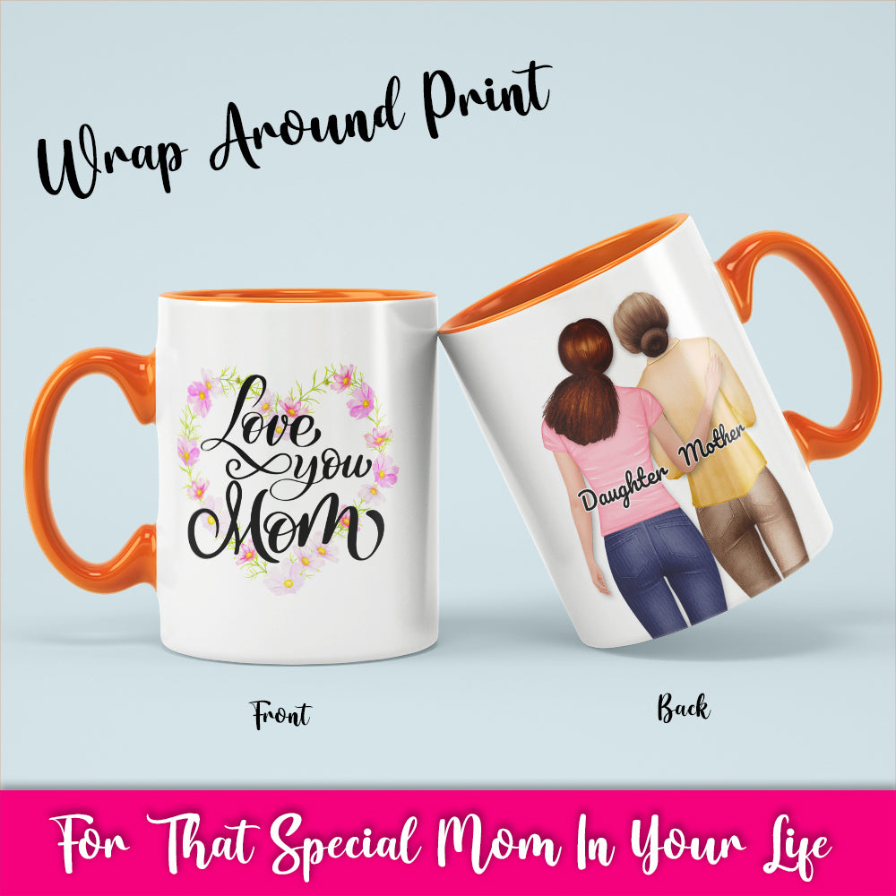 Love You Mom- White Coffee Mug With Colored Inside & Handle