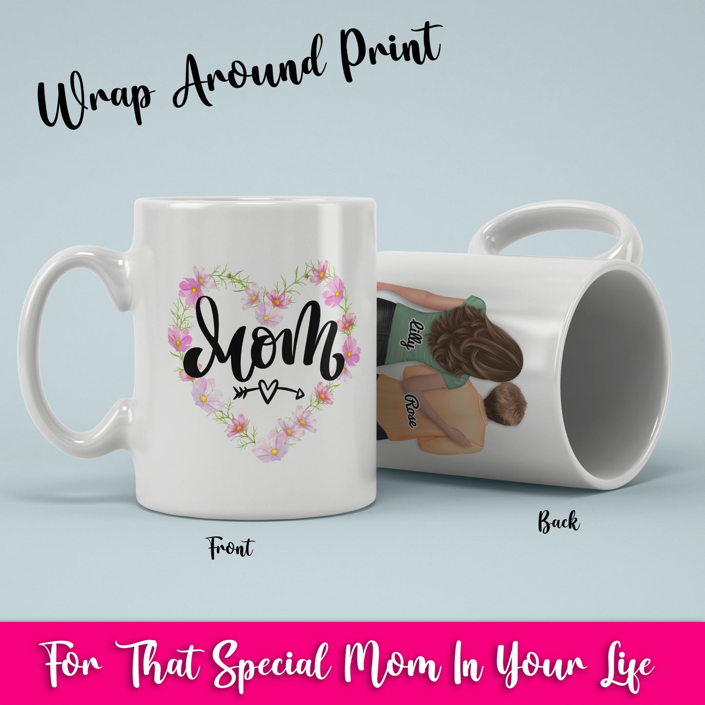 Mom Floral Heart 2 White Coffee Mug