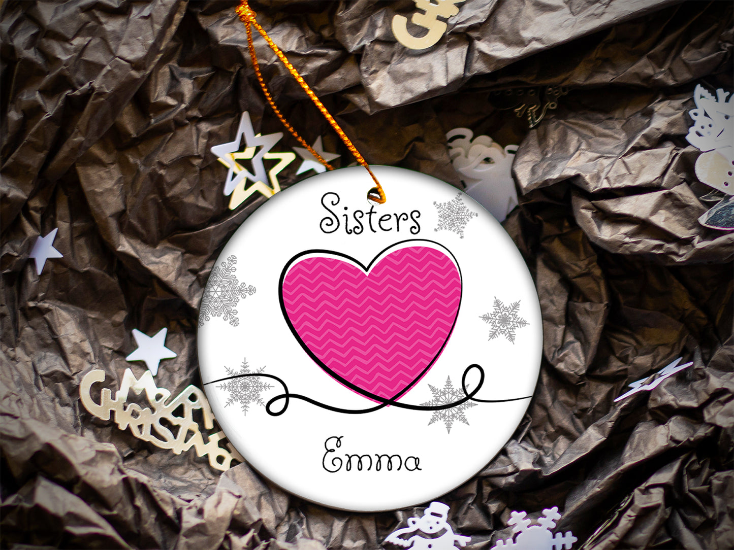 Sisters Pink - Ceramic Round Ornament