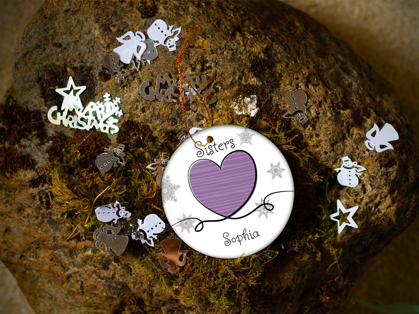 Sisters Purple - Ceramic Round Ornament