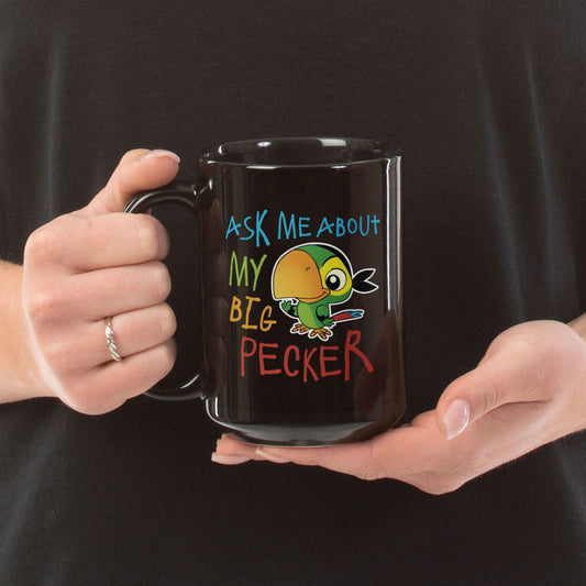 Ask Me Parrot Coffee Mug - Black