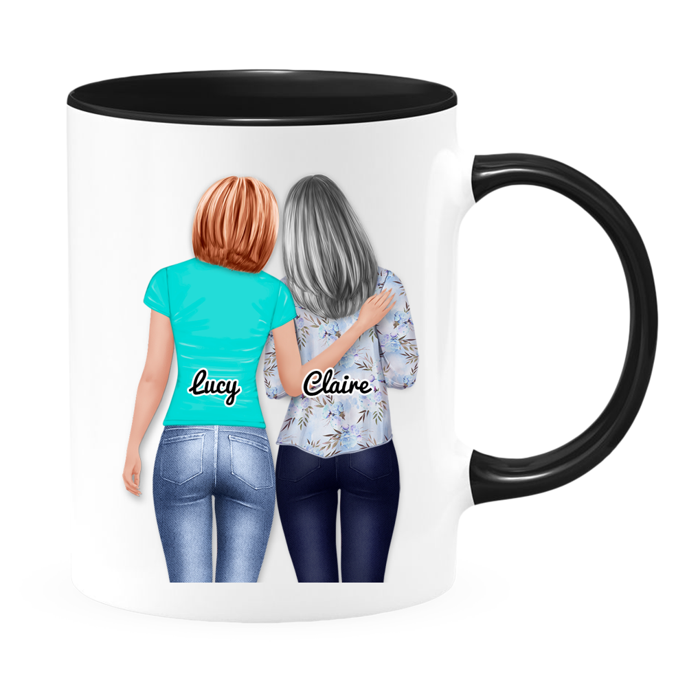 Mom Heart Phrases - White Coffee Mug With Colored Inside & Handle