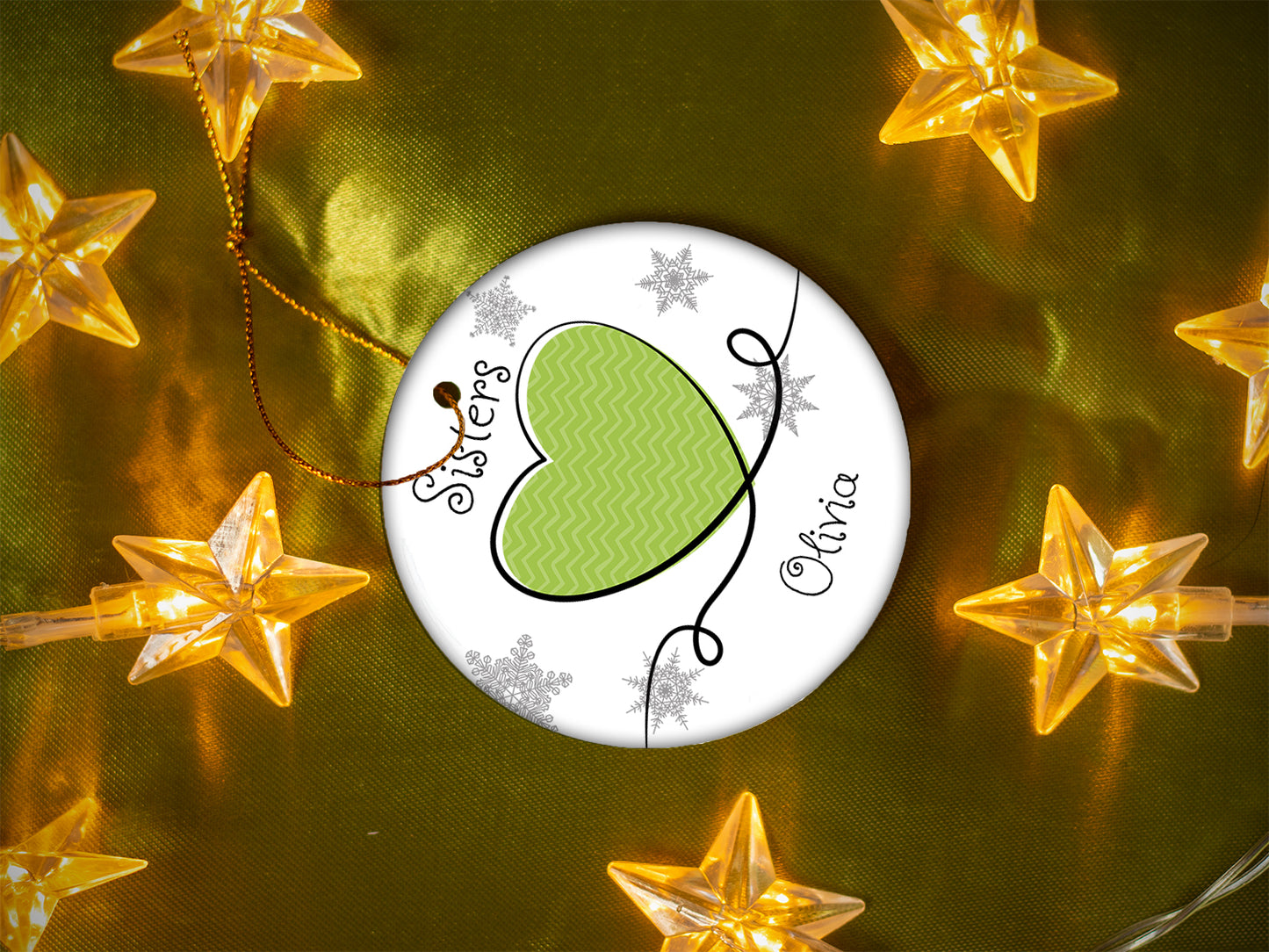 Sisters Green - Ceramic Round Ornament