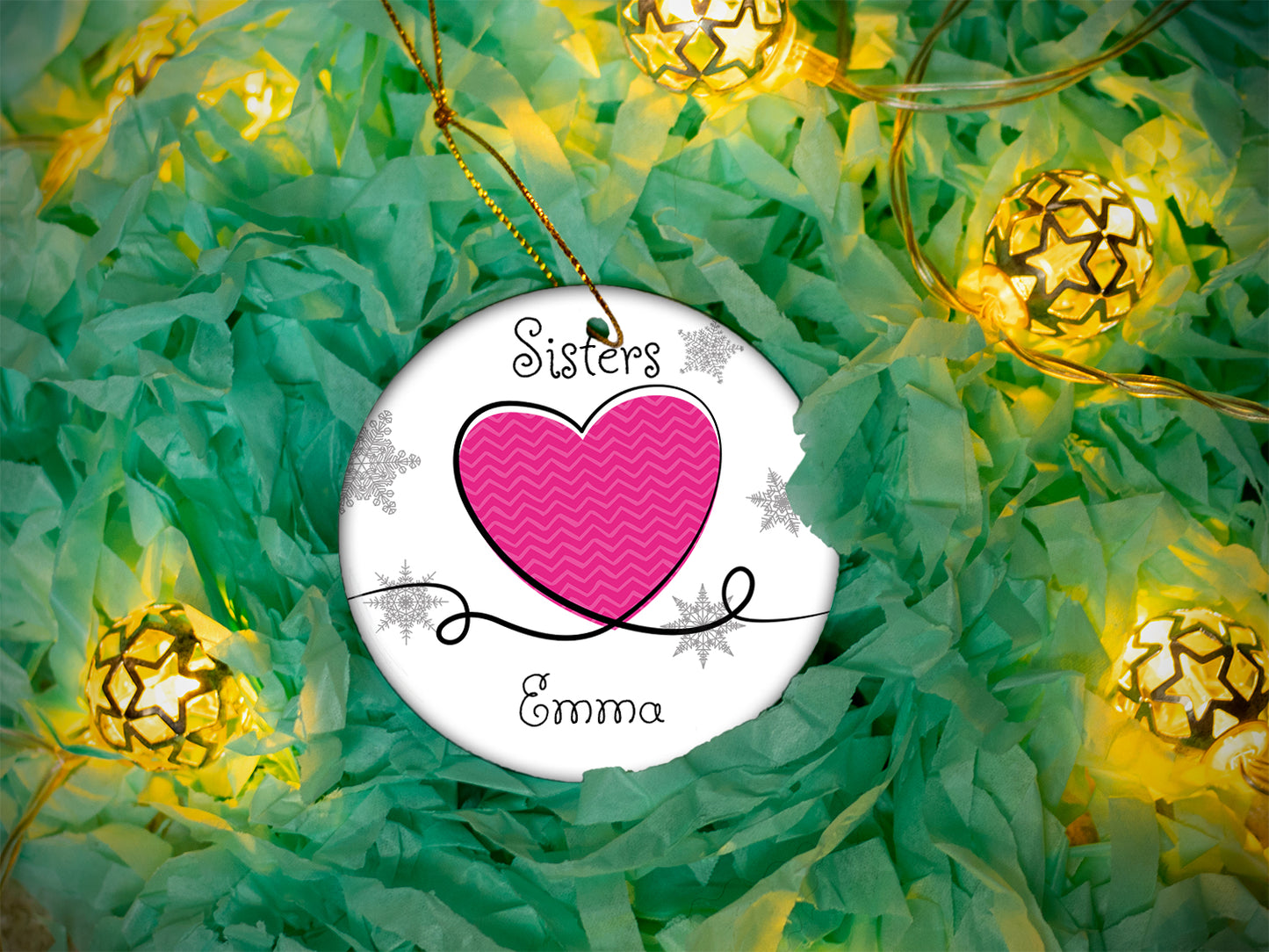 Sisters Pink - Ceramic Round Ornament