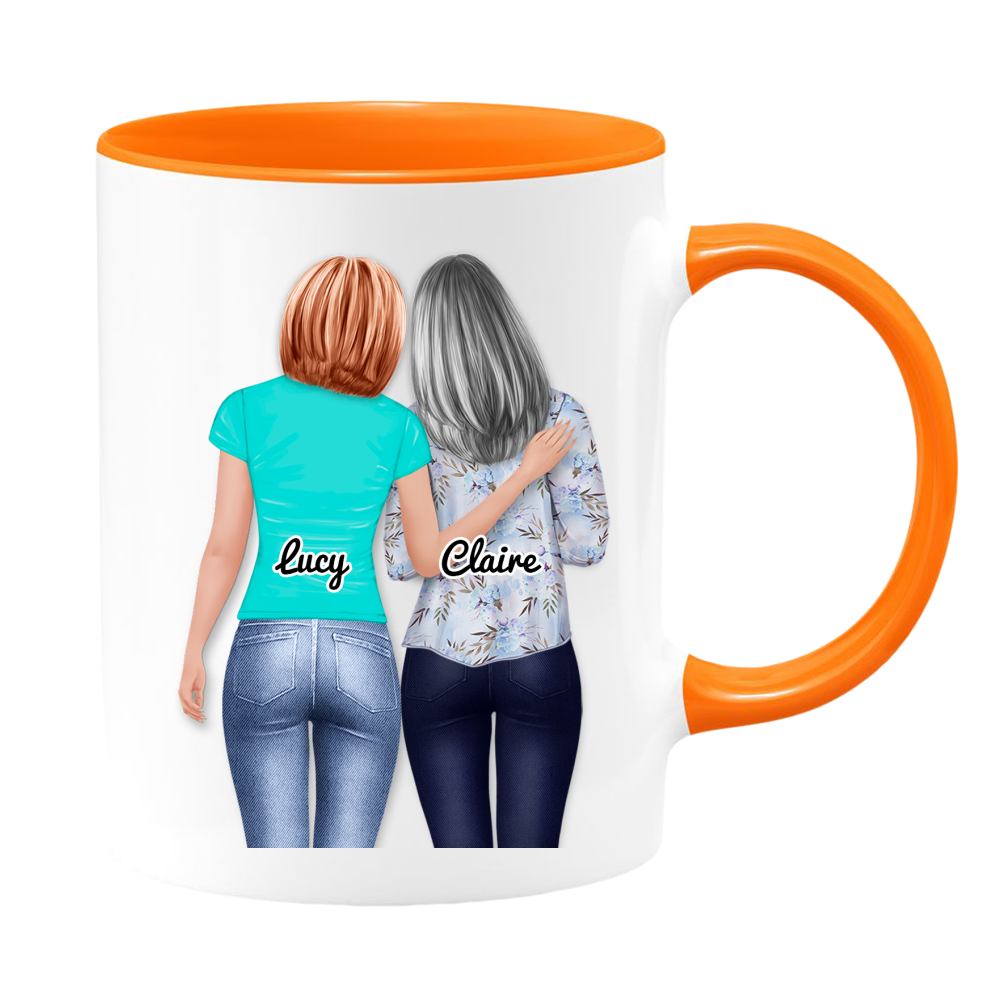 Mom Heart Phrases - White Coffee Mug With Colored Inside & Handle