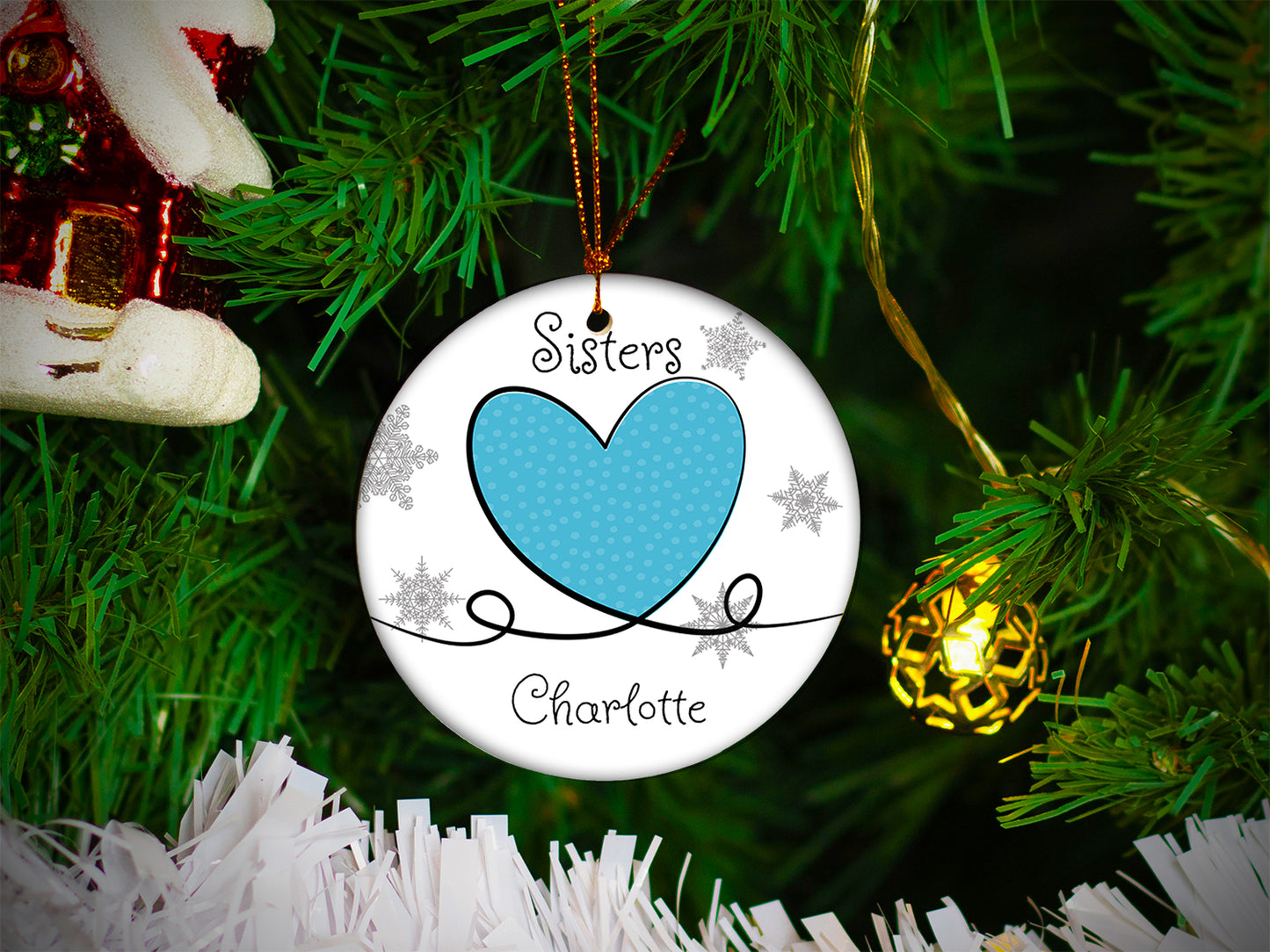Sisters Blue - Ceramic Round Ornament