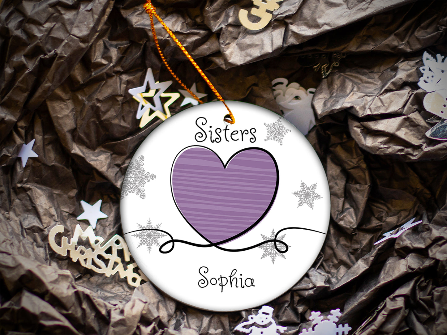 Sisters Purple - Ceramic Round Ornament