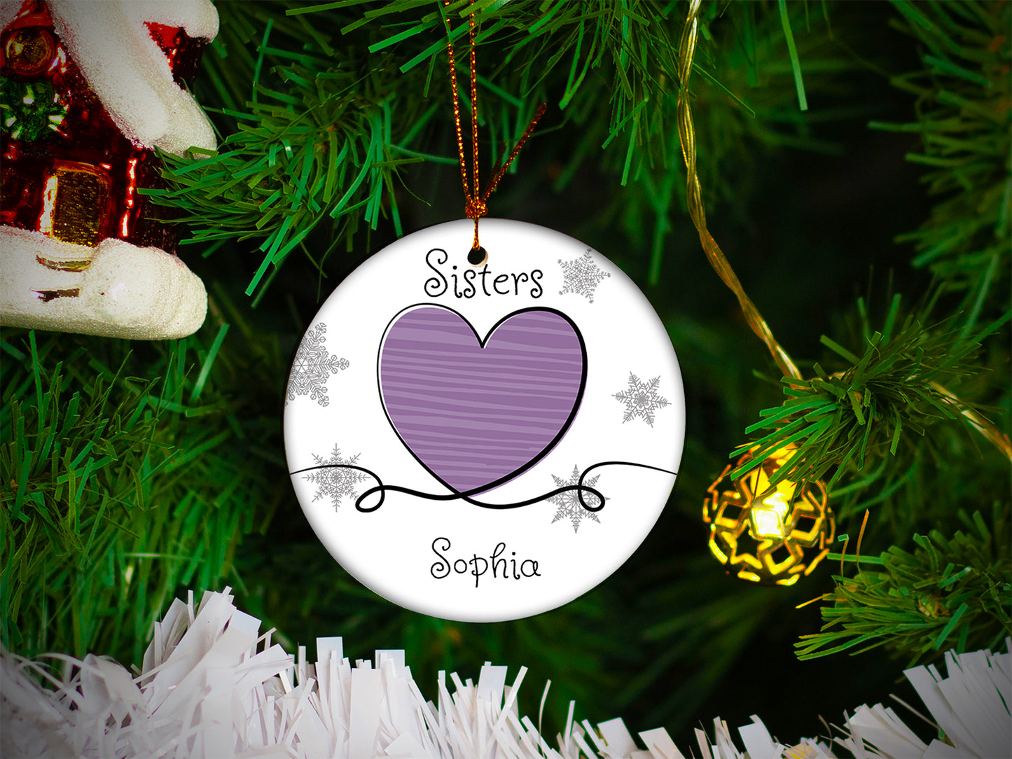 Sisters Purple - Ceramic Round Ornament