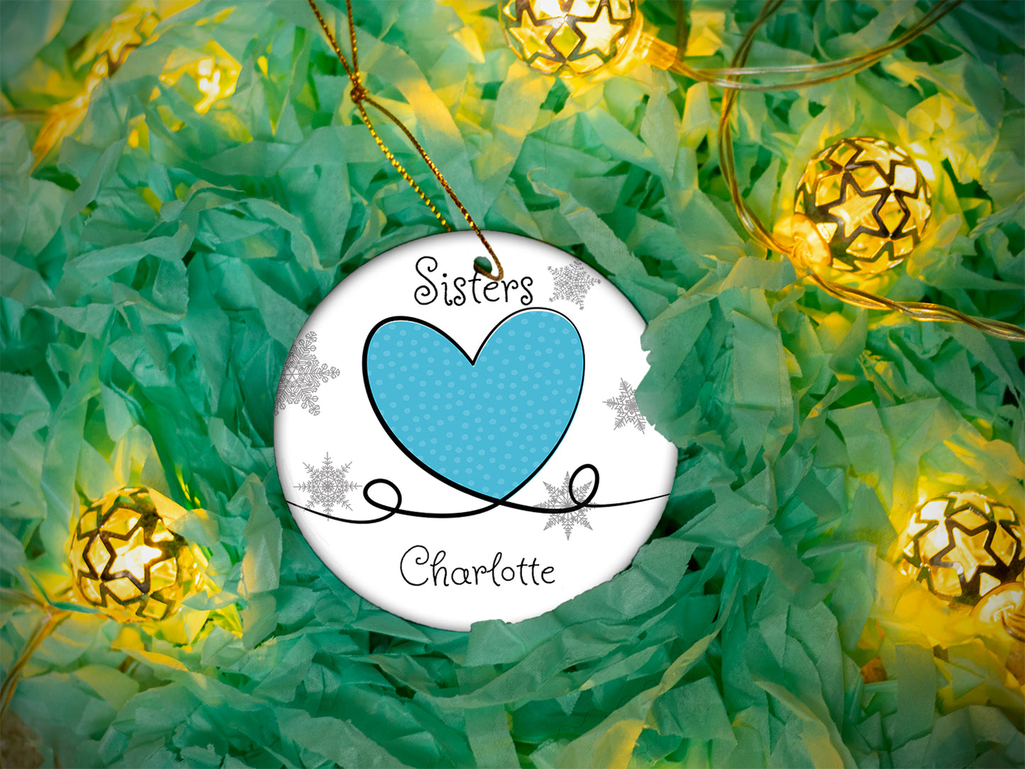 Sisters Blue - Ceramic Round Ornament