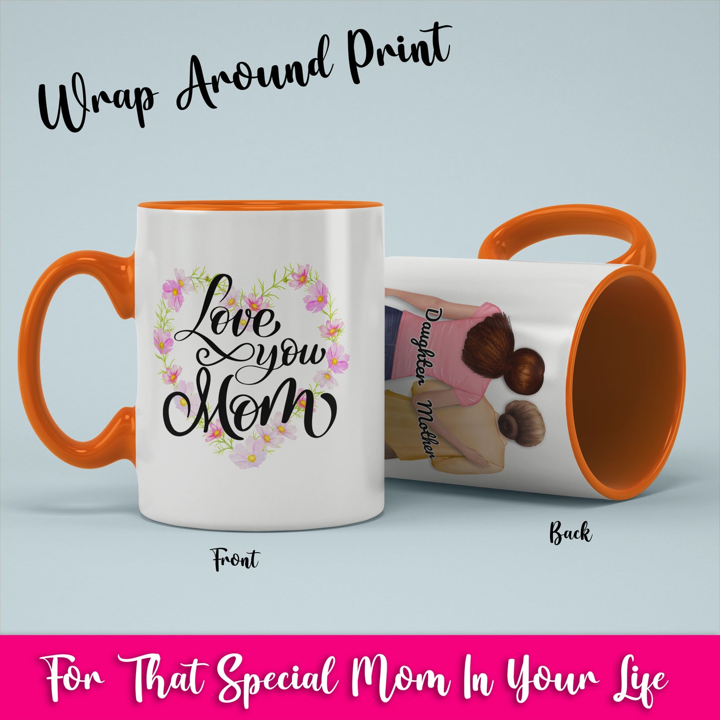 Love You Mom- White Coffee Mug With Colored Inside & Handle