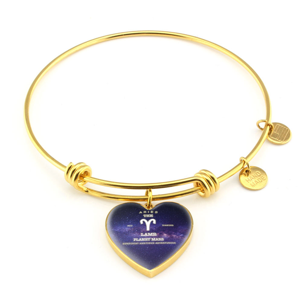 Aries Gold/Silver Zodiac Heart Bracelet