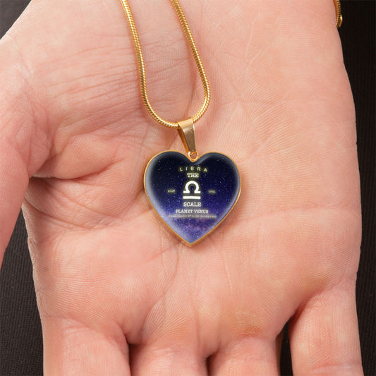 Libra Gold/Silver Zodiac Heart Necklace