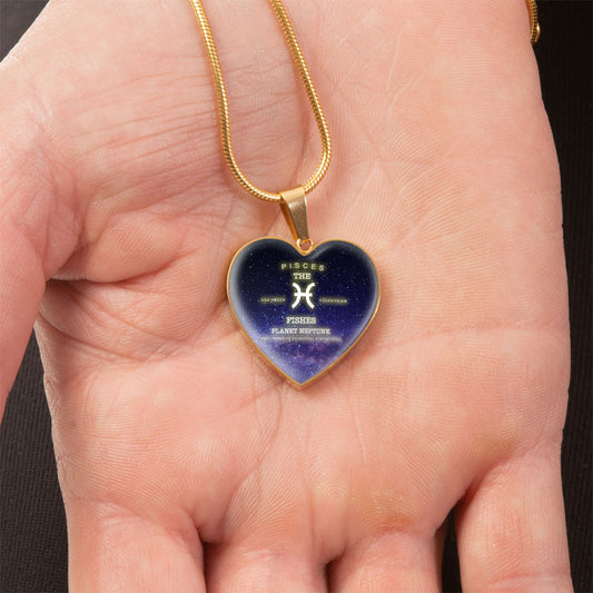 Pisces Gold/Silver Zodiac Heart Necklace
