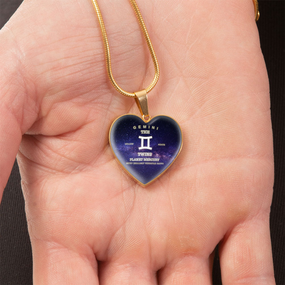 Gemini Gold/Silver Zodiac Heart Necklace