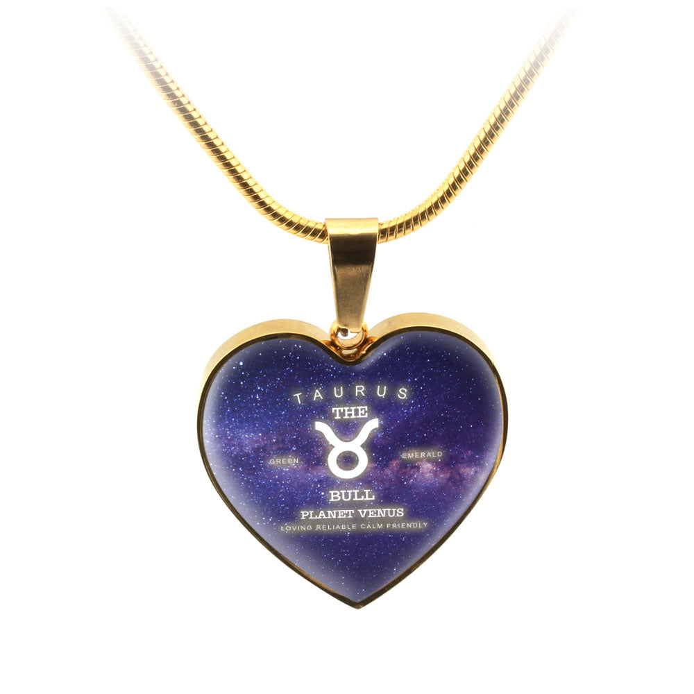 Taurus Gold/Silver Zodiac Heart Necklace
