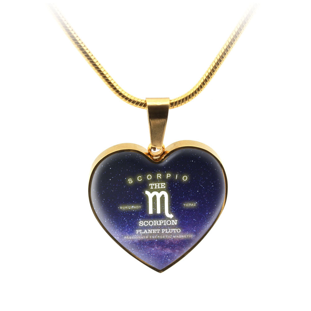 Scorpio Gold/Silver Zodiac Heart Necklace