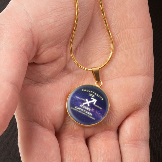 Sagittarius Gold/Silver Zodiac Round Necklace