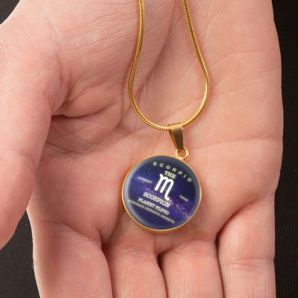 Scorpio Gold/Silver Zodiac Round Necklace