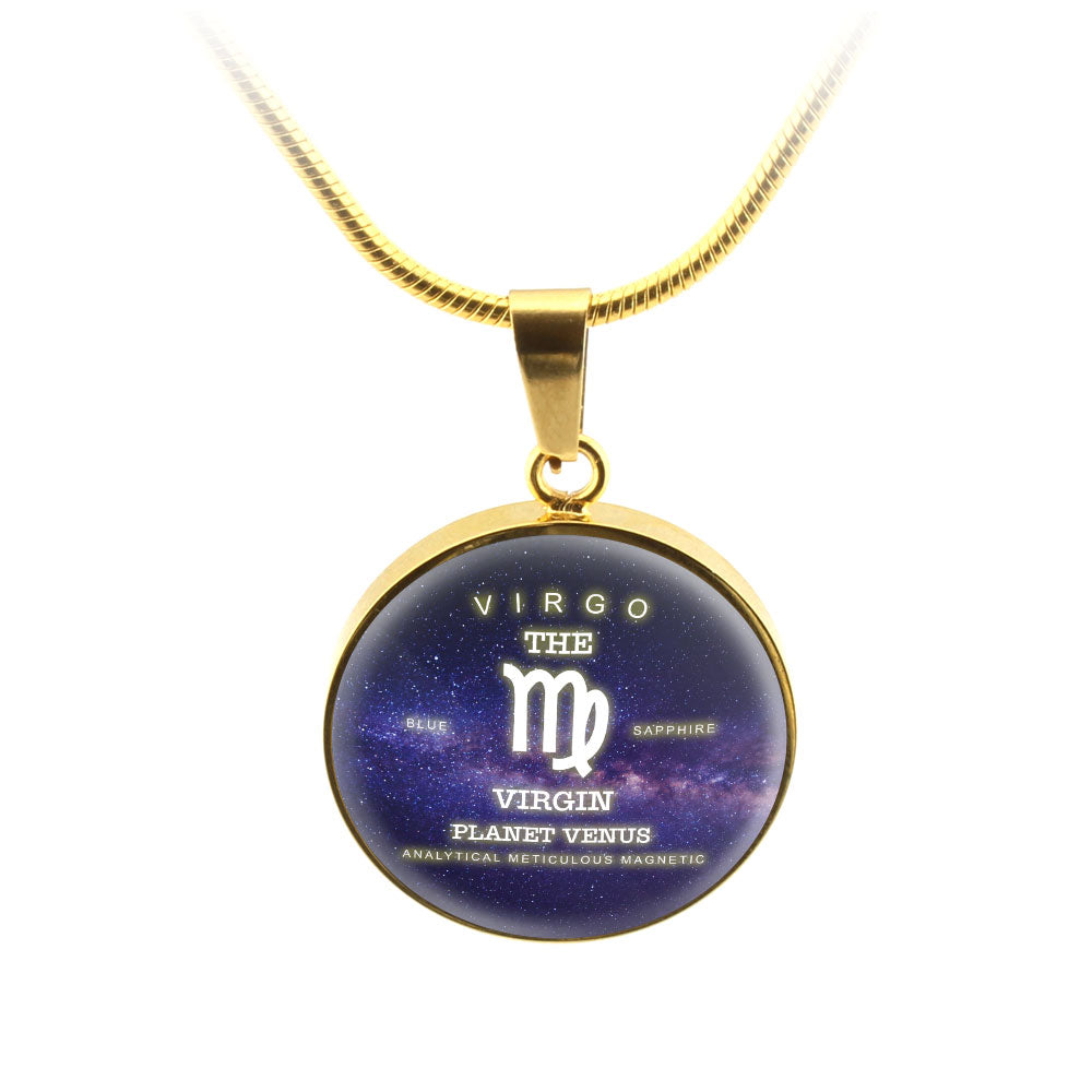 Virgo Gold/Silver Zodiac Round Necklace