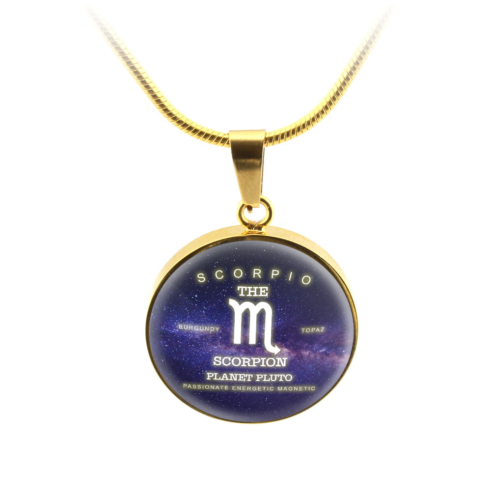 Scorpio Gold/Silver Zodiac Round Necklace