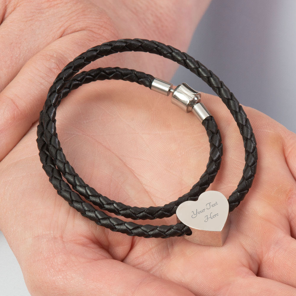 Aquarius Zodiac Heart Leather Bracelet