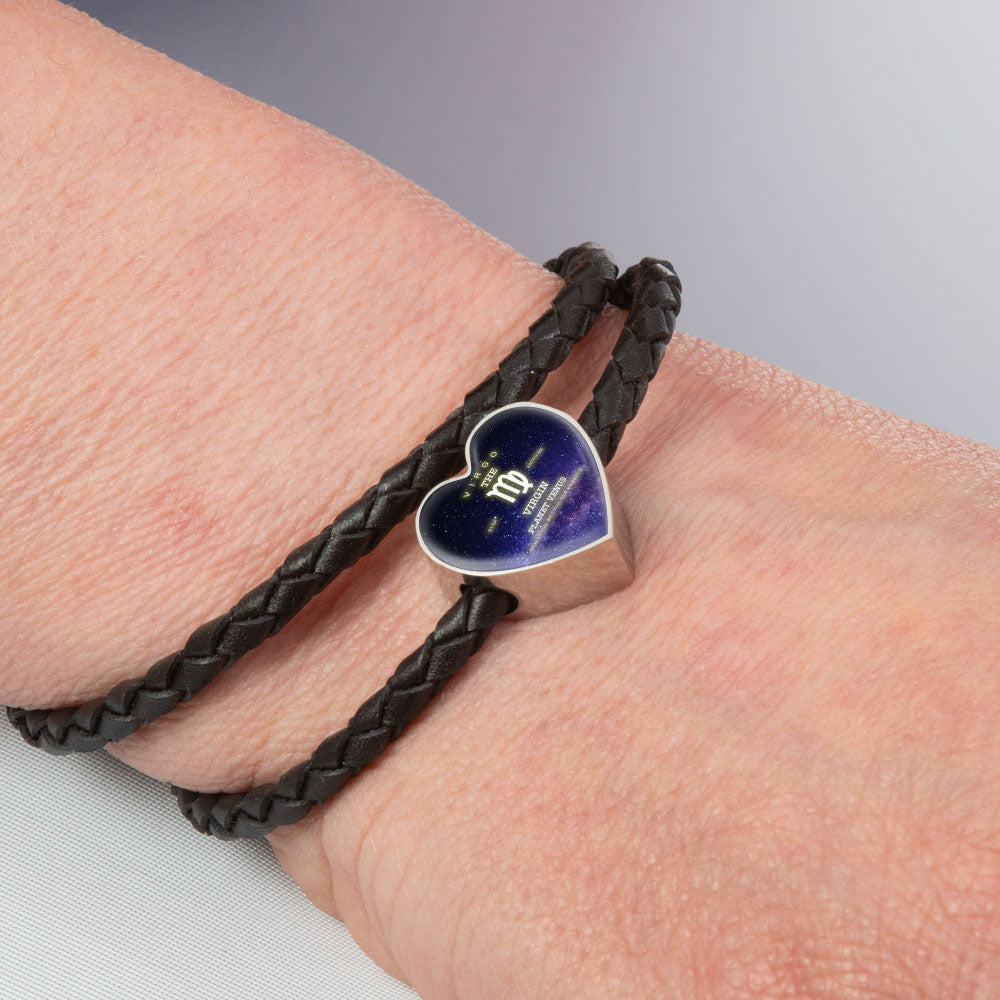 Virgo Zodiac Heart Leather Bracelet